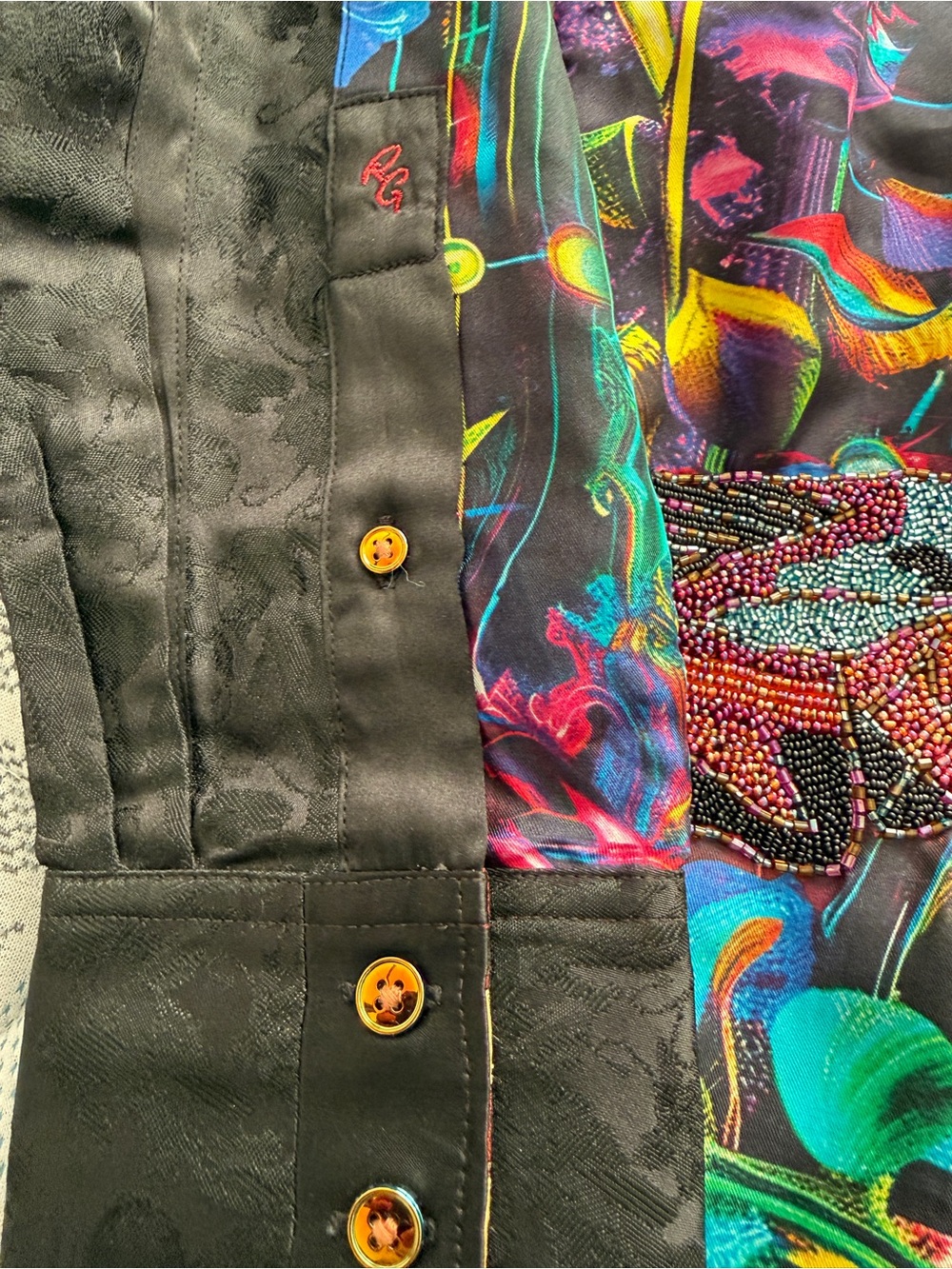 Robert Graham Black Multi-Color Abstract Print Button-Down Shirt - Picture 4 of 5